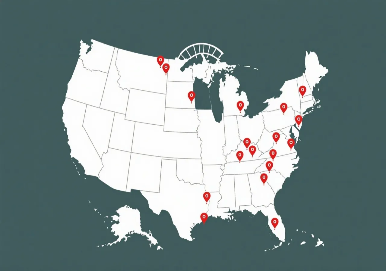 北美主办城市与场馆示意图